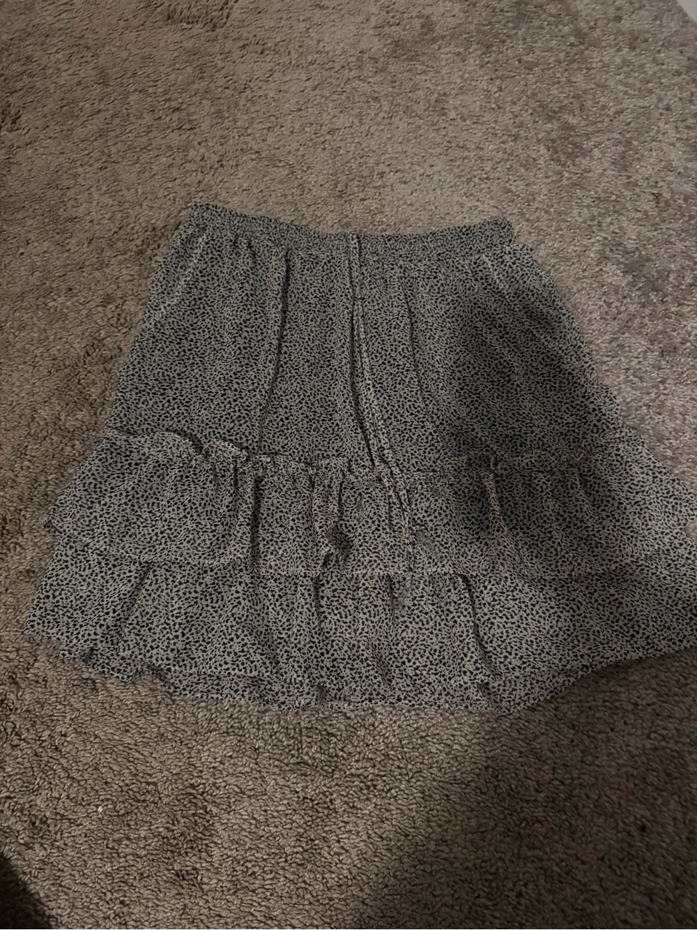 Sienna Sky Black and White Tiered Ruffle Mini Skirt